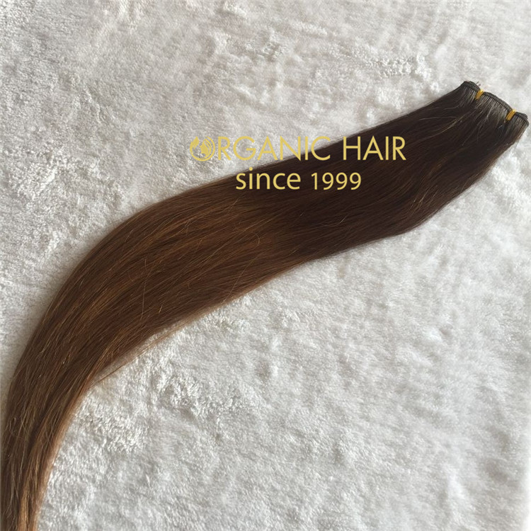 High quality full cuticle hair extensions-- hand tied weft color#6-20 C35
